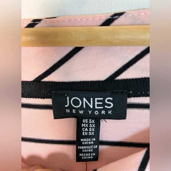 Jones New York Women 3X Pink Striped Boat Neck Tunic Button Accent Sailor - Picture 12 of 12